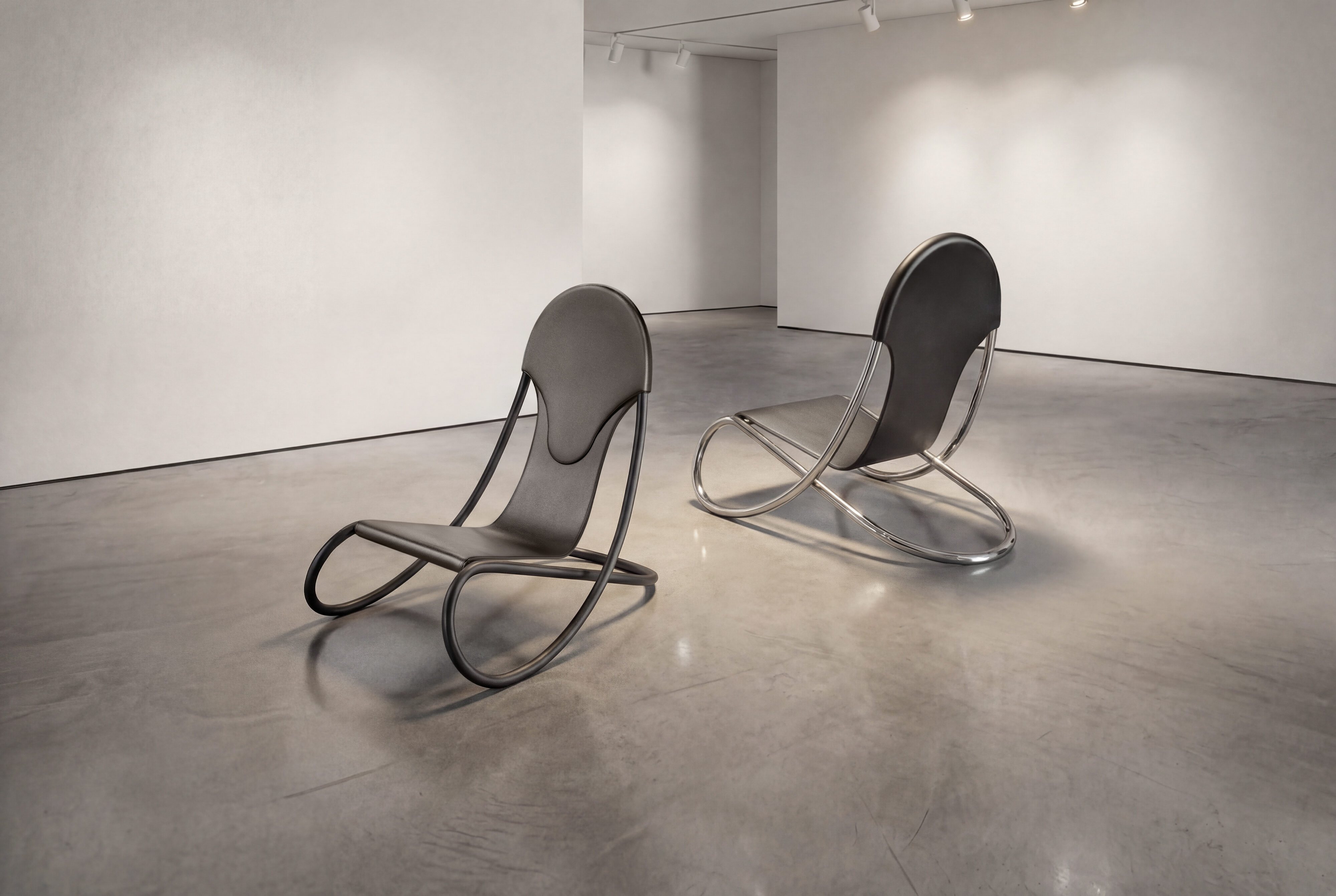 Omecara, Marco, lounge chair, nappa leather, chrome version, collectible design